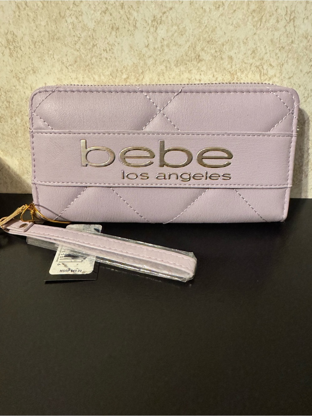 bebe Los Angeles Quilted Wristlet Wallet - Lavender